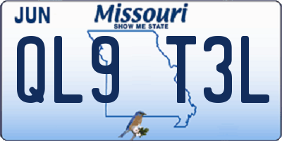 MO license plate QL9T3L