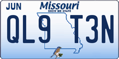 MO license plate QL9T3N