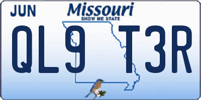 MO license plate QL9T3R