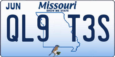 MO license plate QL9T3S