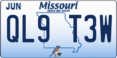 MO license plate QL9T3W