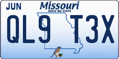 MO license plate QL9T3X