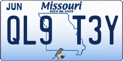 MO license plate QL9T3Y
