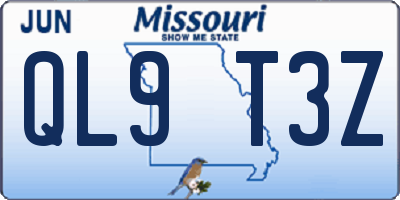 MO license plate QL9T3Z