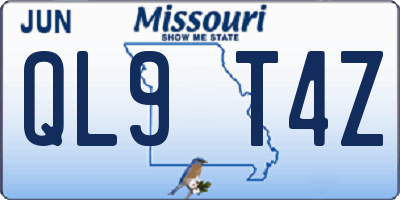 MO license plate QL9T4Z