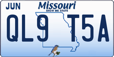 MO license plate QL9T5A