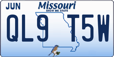MO license plate QL9T5W