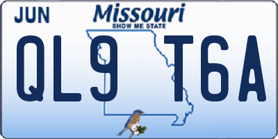 MO license plate QL9T6A
