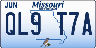 MO license plate QL9T7A