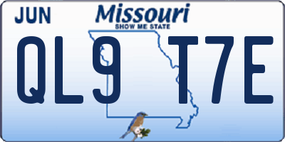 MO license plate QL9T7E