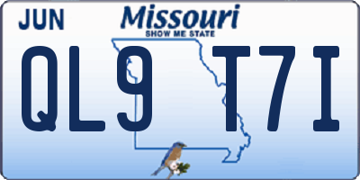 MO license plate QL9T7I
