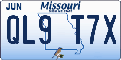 MO license plate QL9T7X