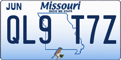 MO license plate QL9T7Z