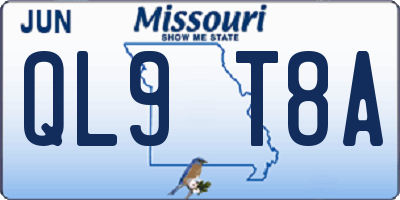 MO license plate QL9T8A