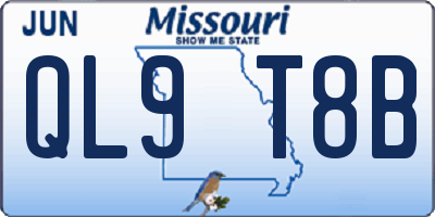MO license plate QL9T8B
