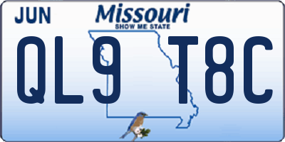 MO license plate QL9T8C