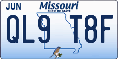 MO license plate QL9T8F