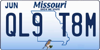 MO license plate QL9T8M