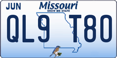 MO license plate QL9T8O