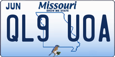 MO license plate QL9U0A