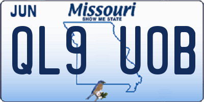 MO license plate QL9U0B