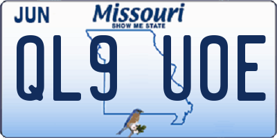 MO license plate QL9U0E