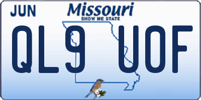MO license plate QL9U0F