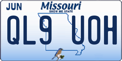 MO license plate QL9U0H