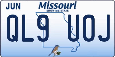 MO license plate QL9U0J