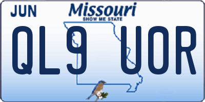 MO license plate QL9U0R