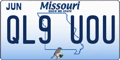 MO license plate QL9U0U