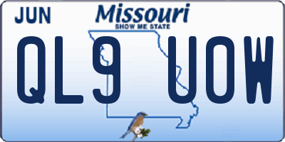 MO license plate QL9U0W