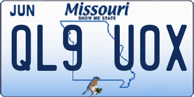 MO license plate QL9U0X