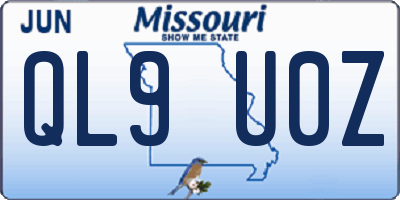 MO license plate QL9U0Z