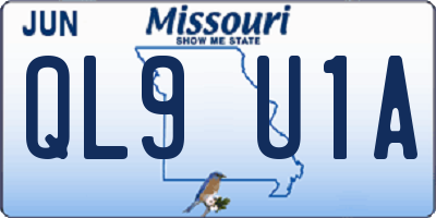 MO license plate QL9U1A
