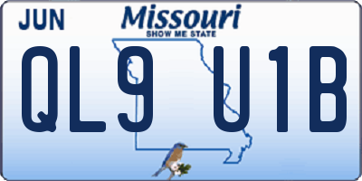 MO license plate QL9U1B