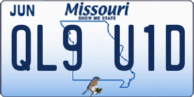 MO license plate QL9U1D