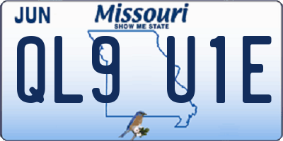 MO license plate QL9U1E