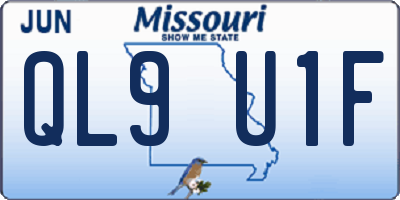 MO license plate QL9U1F