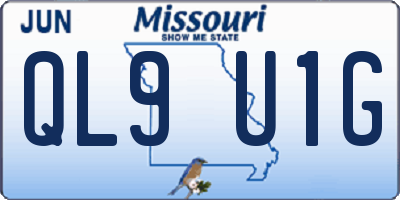 MO license plate QL9U1G