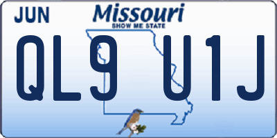 MO license plate QL9U1J