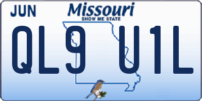 MO license plate QL9U1L