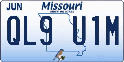 MO license plate QL9U1M