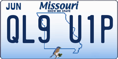 MO license plate QL9U1P