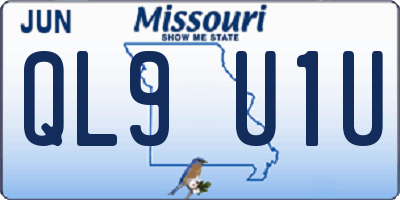 MO license plate QL9U1U