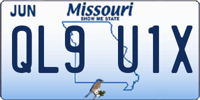 MO license plate QL9U1X