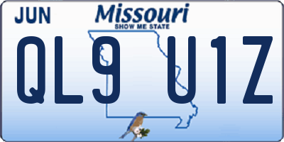 MO license plate QL9U1Z