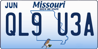 MO license plate QL9U3A