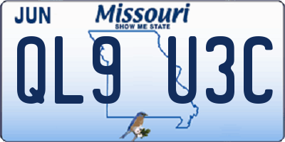 MO license plate QL9U3C