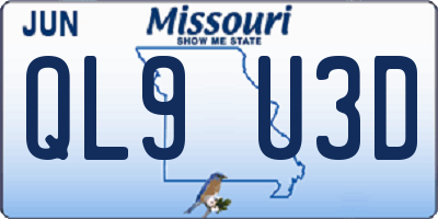 MO license plate QL9U3D